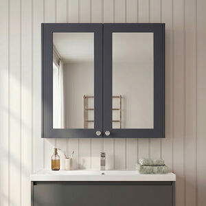 Balterley Traditional Bathroom Wall Mounted 2 Soft-Close Doors - 715 x 600mm - Soft Black