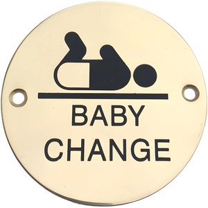 Dzina Baby Change Door Sign 75mm Screen Printed Brass Pack of 1