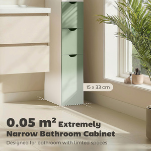 White and Light Green HOMCOM Tall Bathroom Cabinet Bathroom Storage Cabinet with Drawers shot 18189879