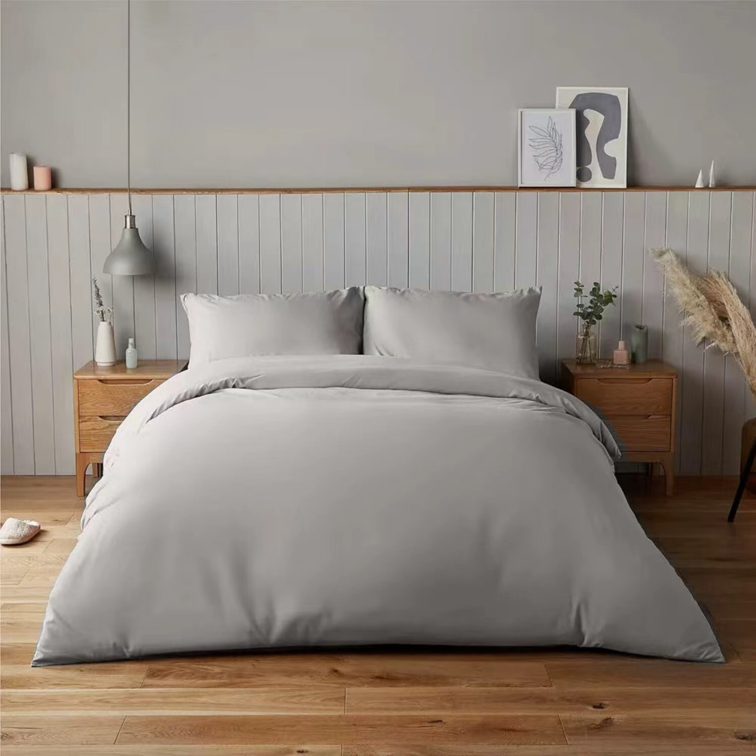 Voltico Silentnight Supersoft Easy Care Duvet Cover Set - Pale Grey / King