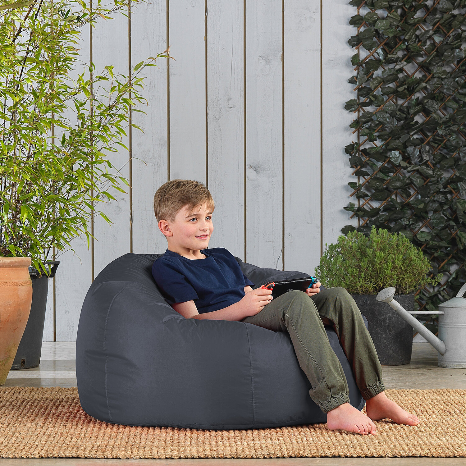 Teen Bean Bag Chair, Large Outdoor Beanbag for Kids, Filling Included - Grey