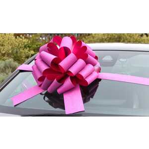 Giant Glittery Pink Bow with 6m of ribbon for new cars and big gifts