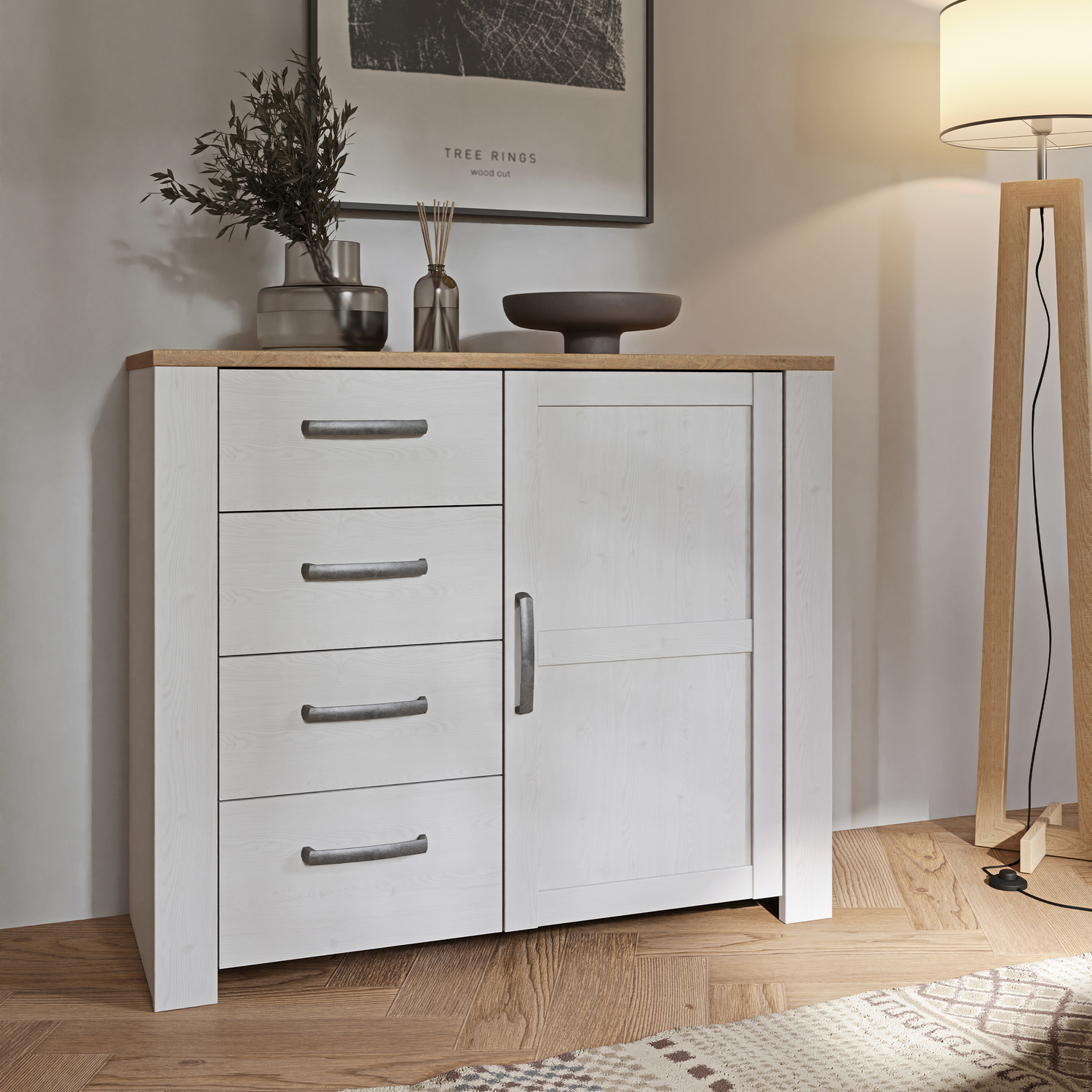 B&Q - Bohol 1 Door 4 Drawer Chest In Riviera Oak/white - Image 3