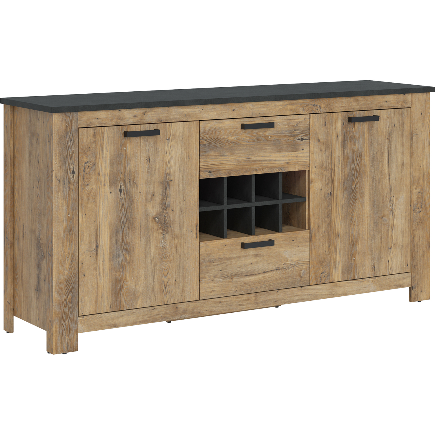 Furniture To Go Rapallo 2 Door 2 Drawer Sideboard w/ Wine Rack - Brown/Grey - Image 3