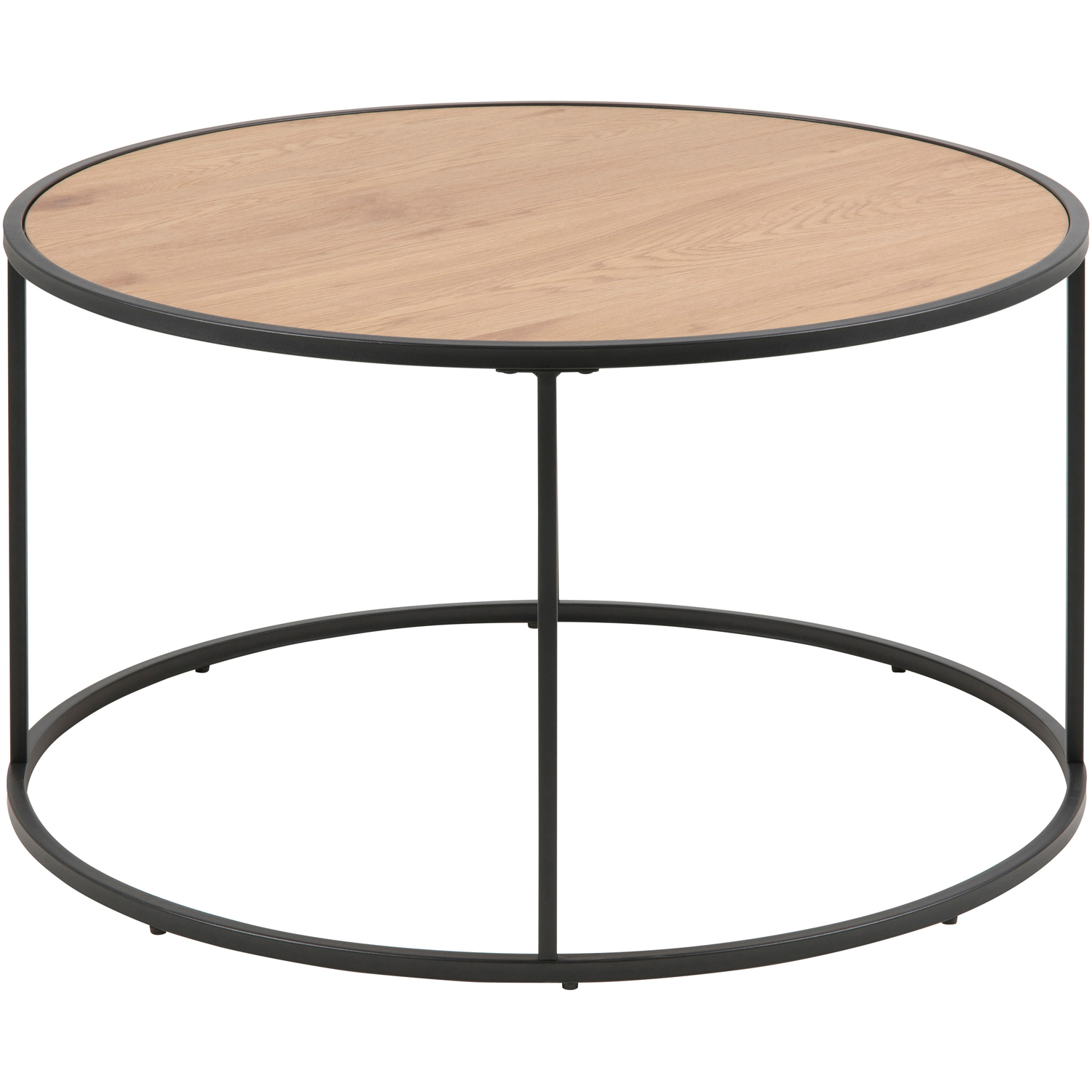 Furniture To Go Round Coffee Table - Oak/Metal - Black - Image 3
