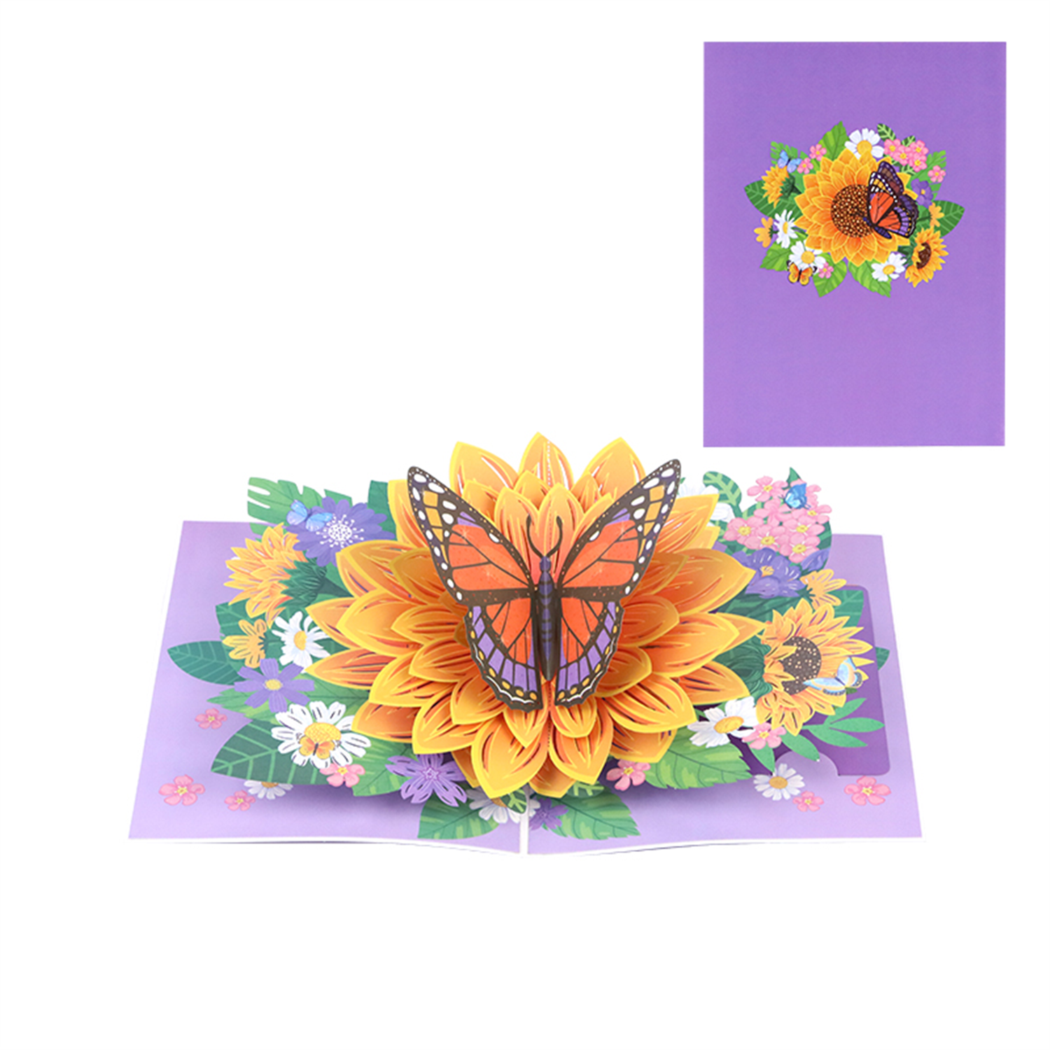 Brightfeel Butterfly On Sunflower 3D Pop Up Greeting Card - White