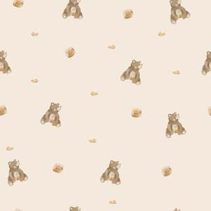 Sample of Honey Bear Wallpaper in Cream
