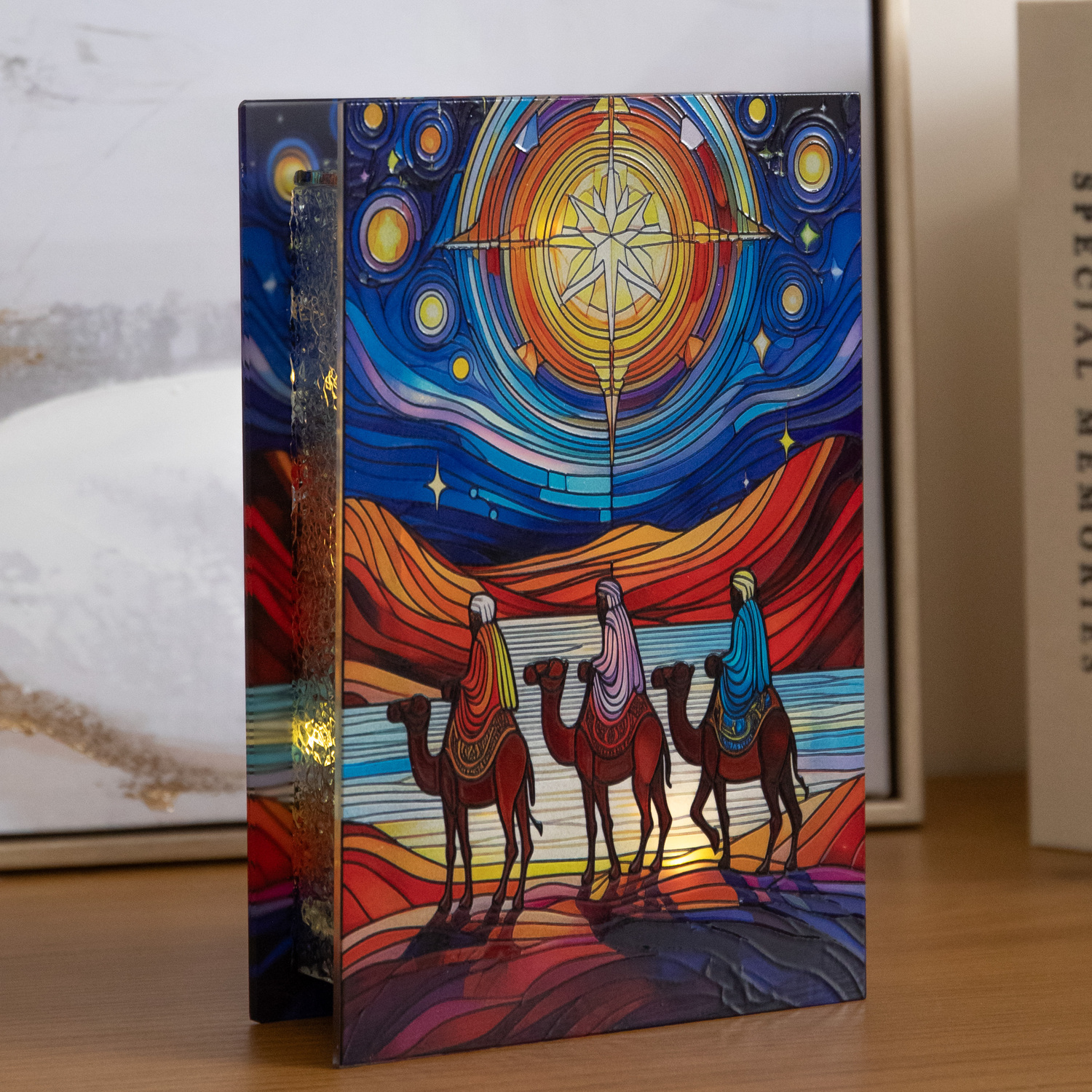 Samuel Alexander 21Cm Dual Powered Three Wise Men Stained Glass Light Up Christmas Decoration With Leds - Image 2
