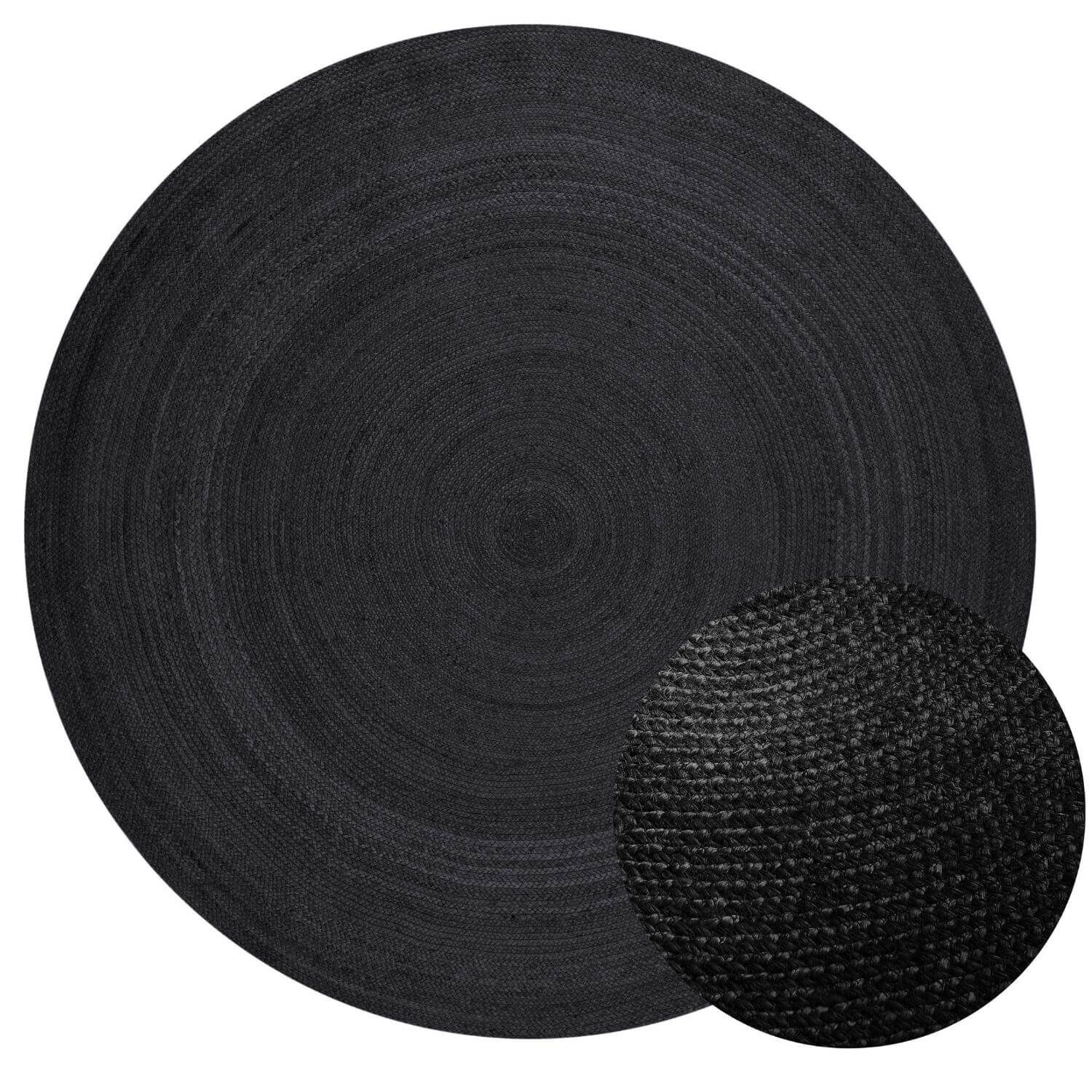 Hanse Home Braided Round Rangpur Jute Rug Black - Black / 230.0cm