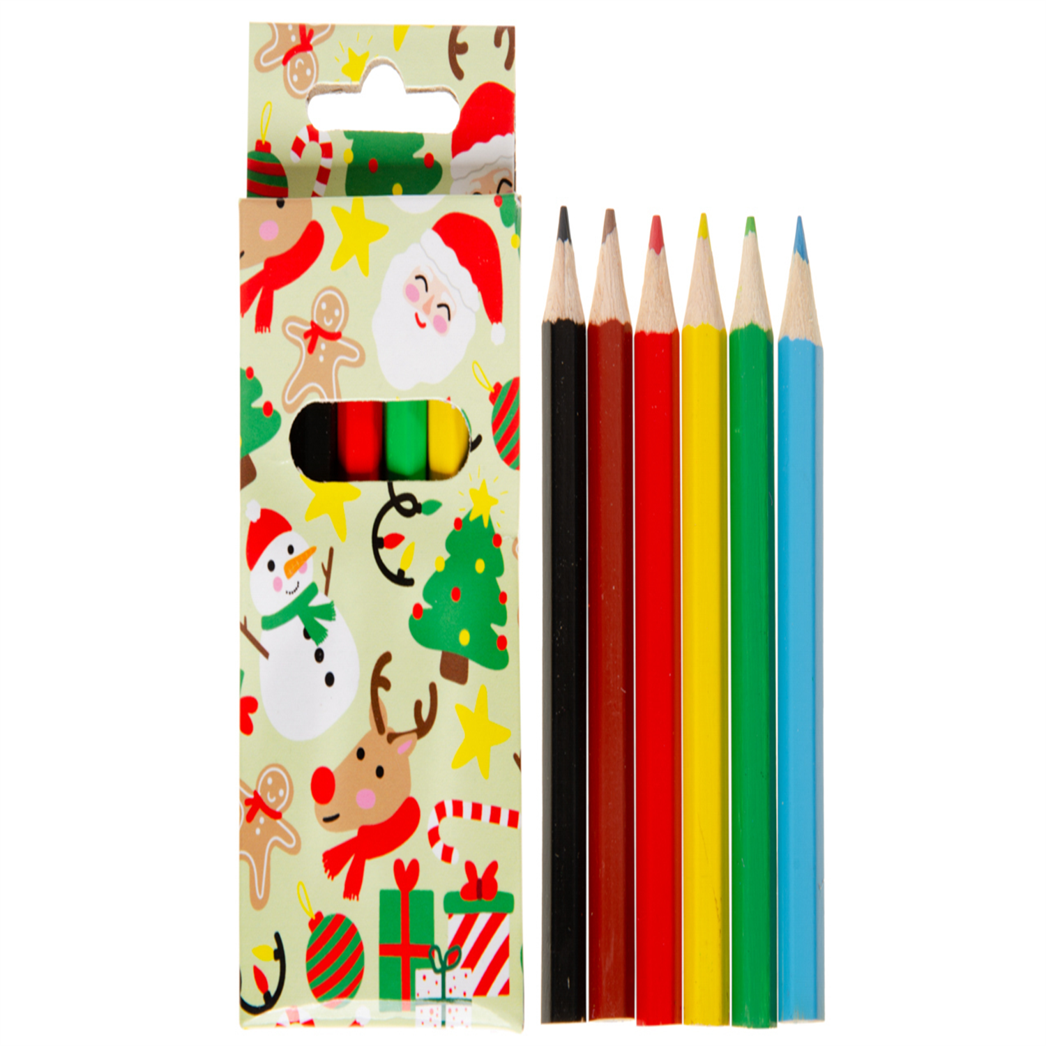 - 12 Pack Of 6 Pieces Christmas Colored Pencils 9Cm- Theme Party Bag Filller Gifts - Image 2