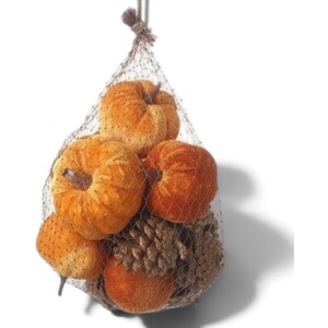Bag of Velvet Pumpkins and Pinecones Halloween Decorations