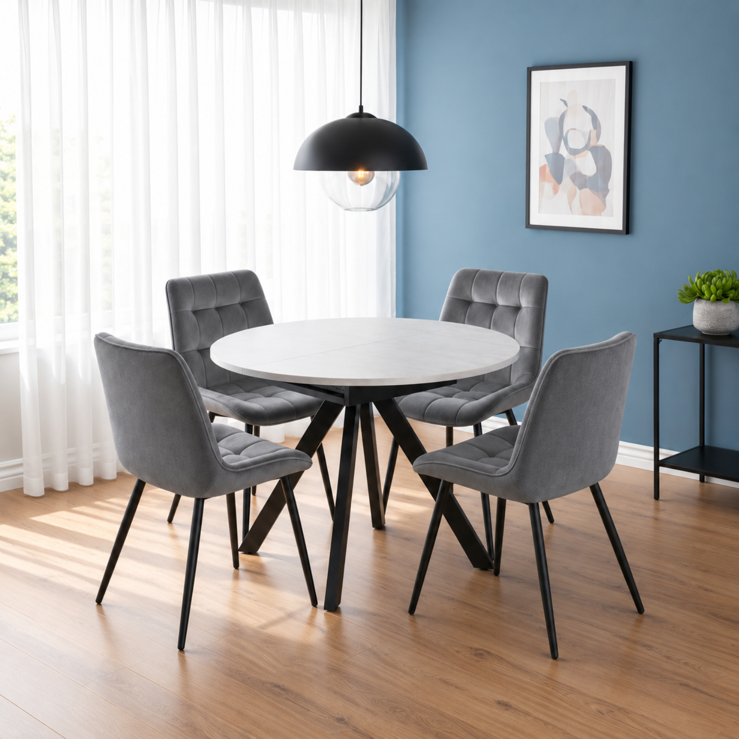 Outdoor Living Grey Harley Extendable Dining Table With 4 Erica Chairs - Image 3