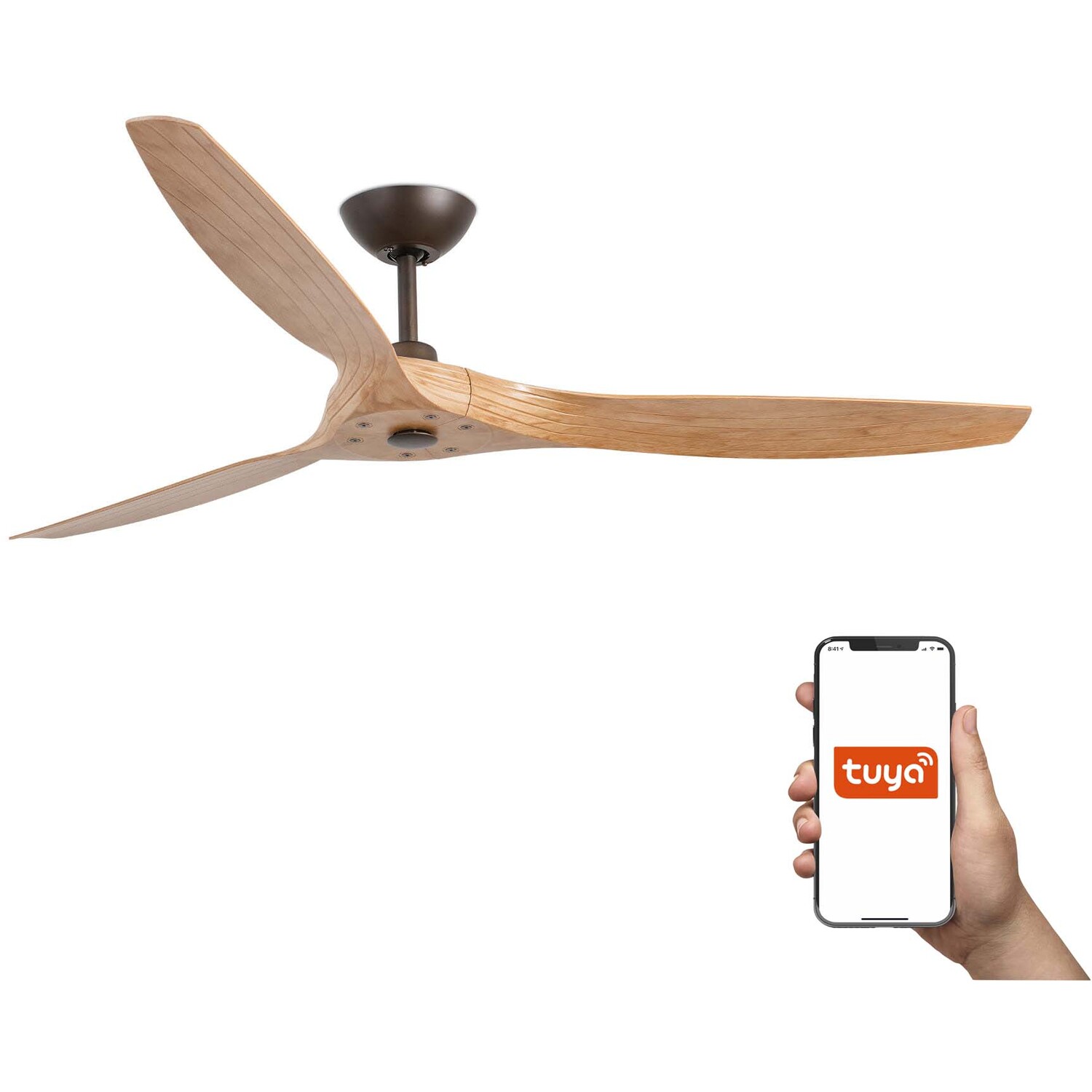 B&Q - Luminosa Morea Large 3 Blade Ceiling Fan Dark Brown Tuya Smart System - Image 2