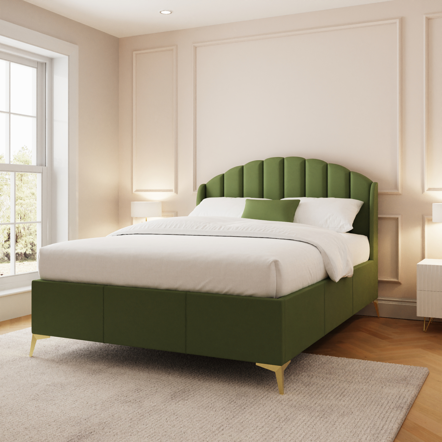 - Gfw Pettine End Lift Ottoman Storage Bed Double Green - Image 6