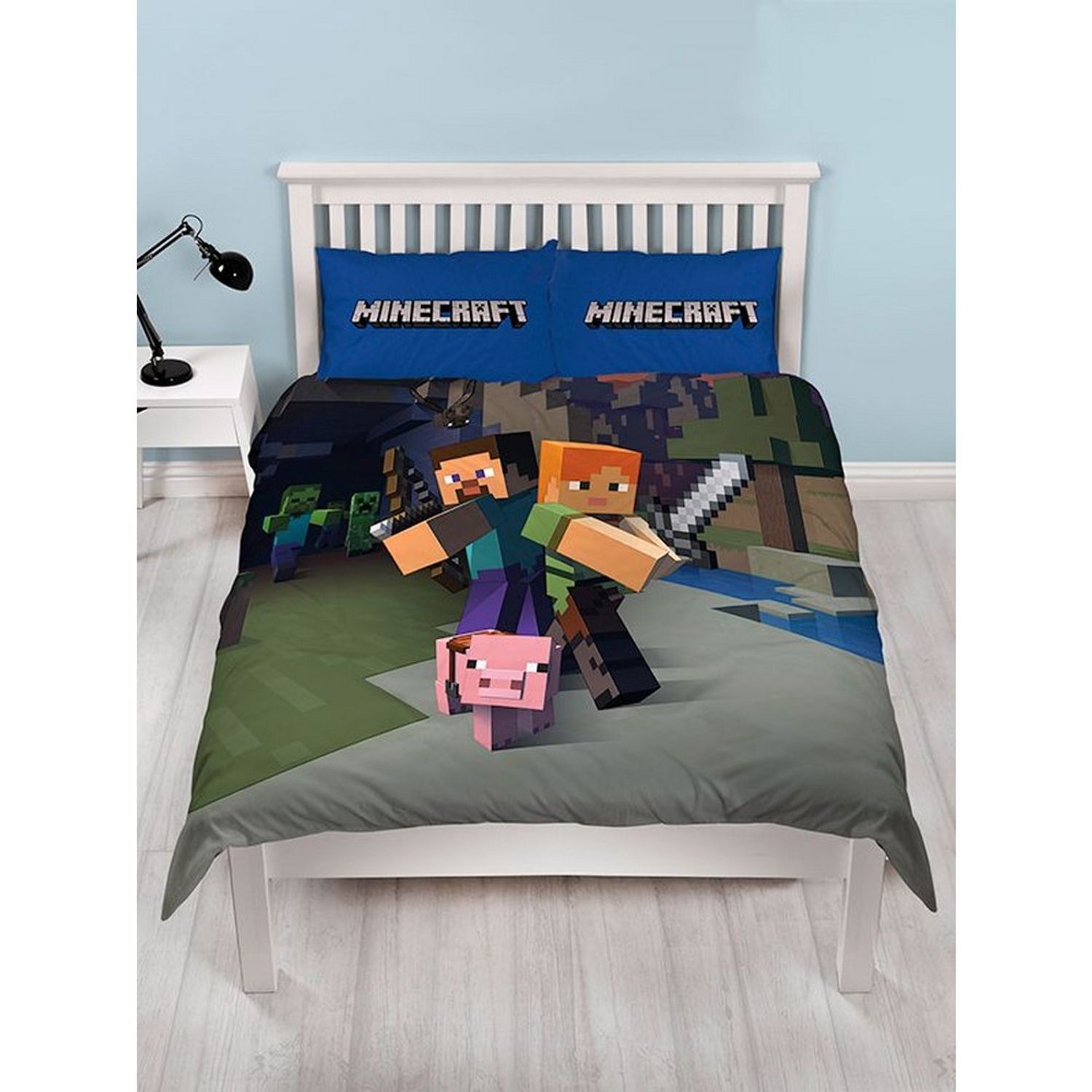 Minecraft Reversible Duvet Cover Set - Blue/Green