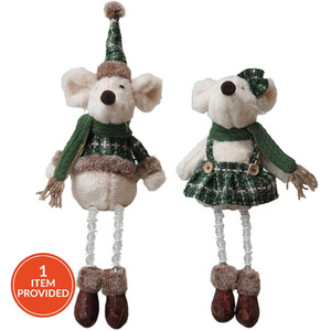 Shelf Sitting Tartan Mice