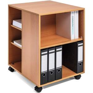 6 Shelve Office Filing Storage Trolley on Wheels - 75cm Beech
