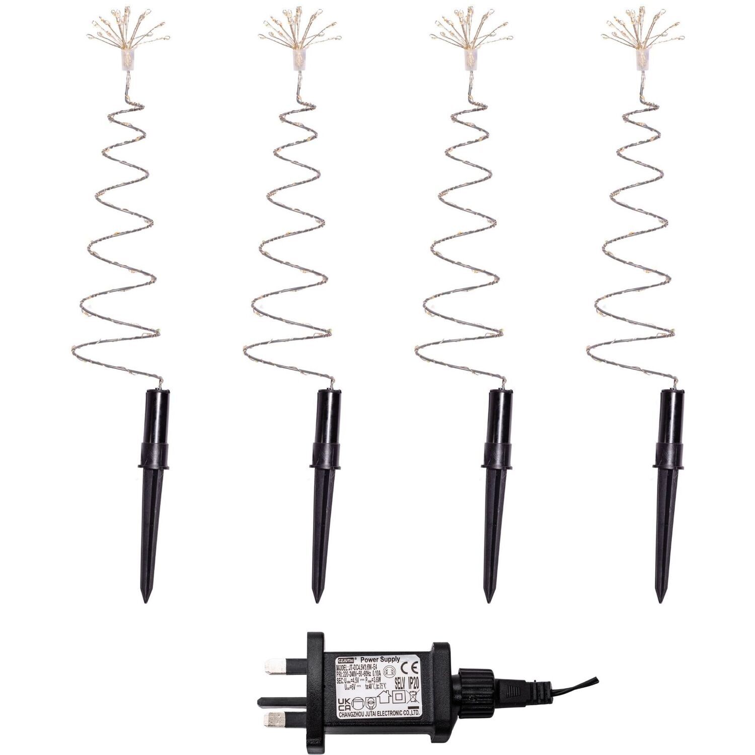 Samuel Alexander Unisex Silver 30Cm Set Of 4 Light Up Christmas Tree Garden Path Lights With 200 Warm White Leds - Image 5