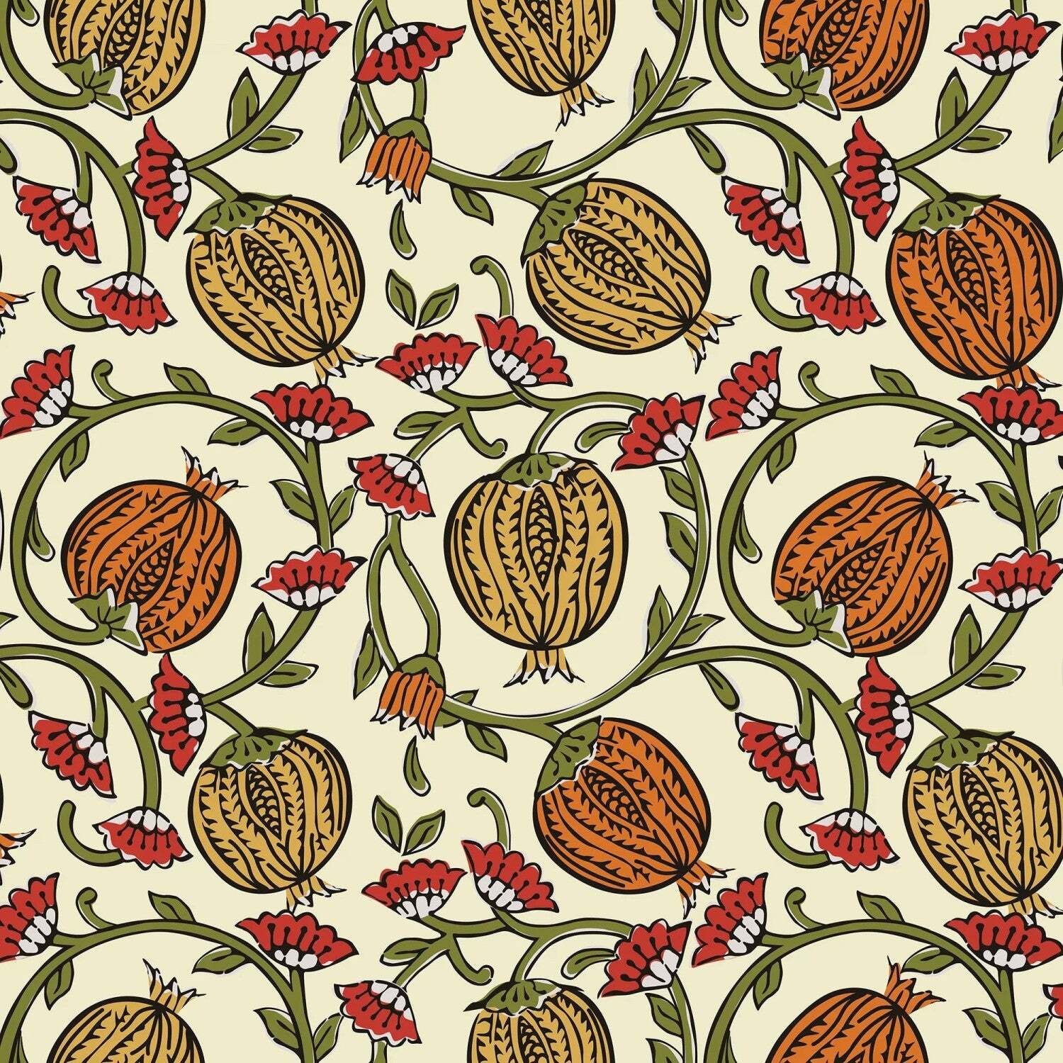 B&Q -  Sample Of Pomegranate Passion Wallpaper In Cream - Image 2