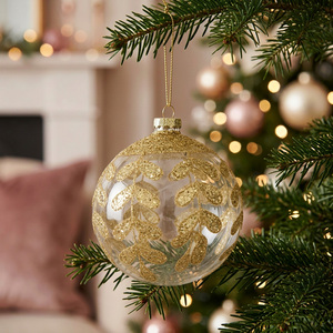 Gold Glittered Leaf Bauble