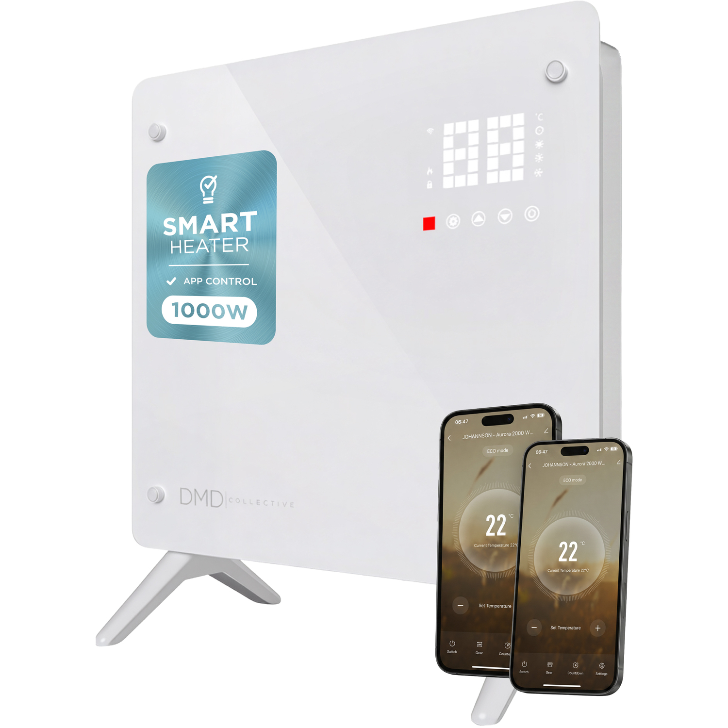 Dmd Collective Smart Glass Panel Heater With Wi-Fi Control White 1000W - Image 3