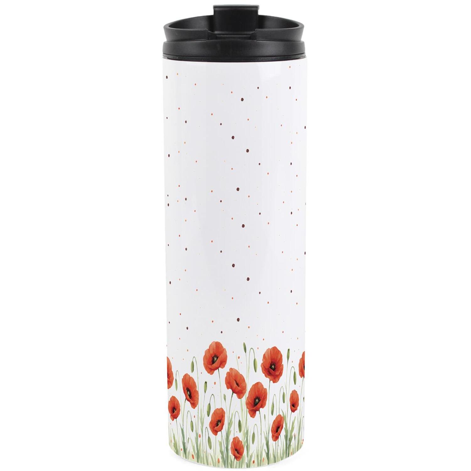 Purely Home Summer Poppies Stainless Steel Travel Flask