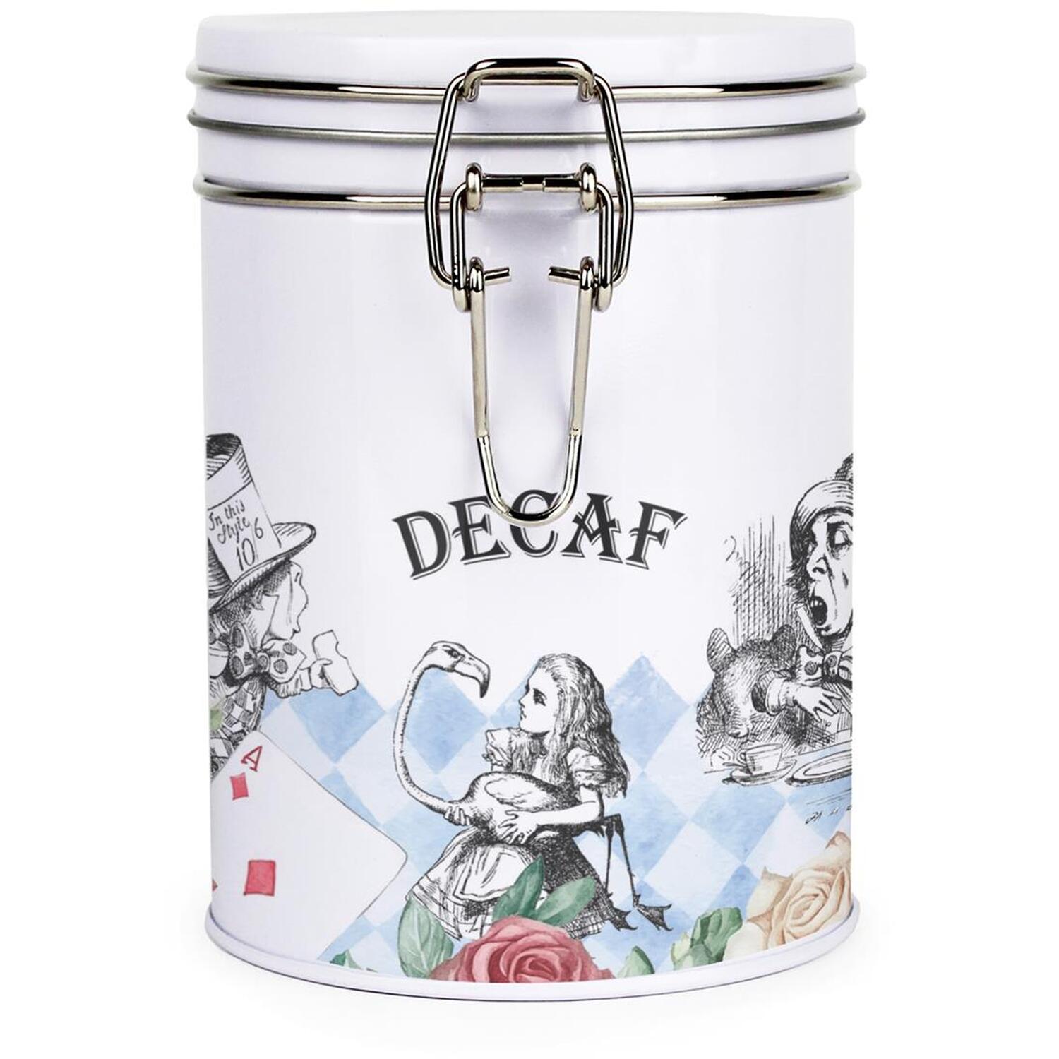 Alice's Adventures in Wonderland Decaf Canister - Kitchen Clip Lid Storage Gift - Image 2