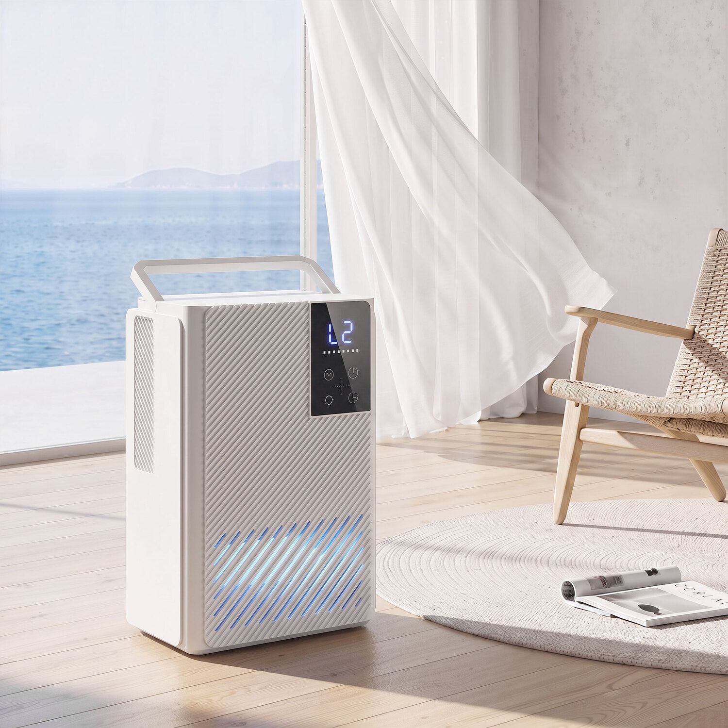 HOMCOM 400mL/Day Small Dehumidifier, RGB Mood Lights for Home Bedroom in White - Image 6