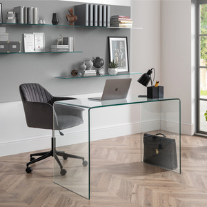 Kahlo Velvet Swivel Office Chair Grey
