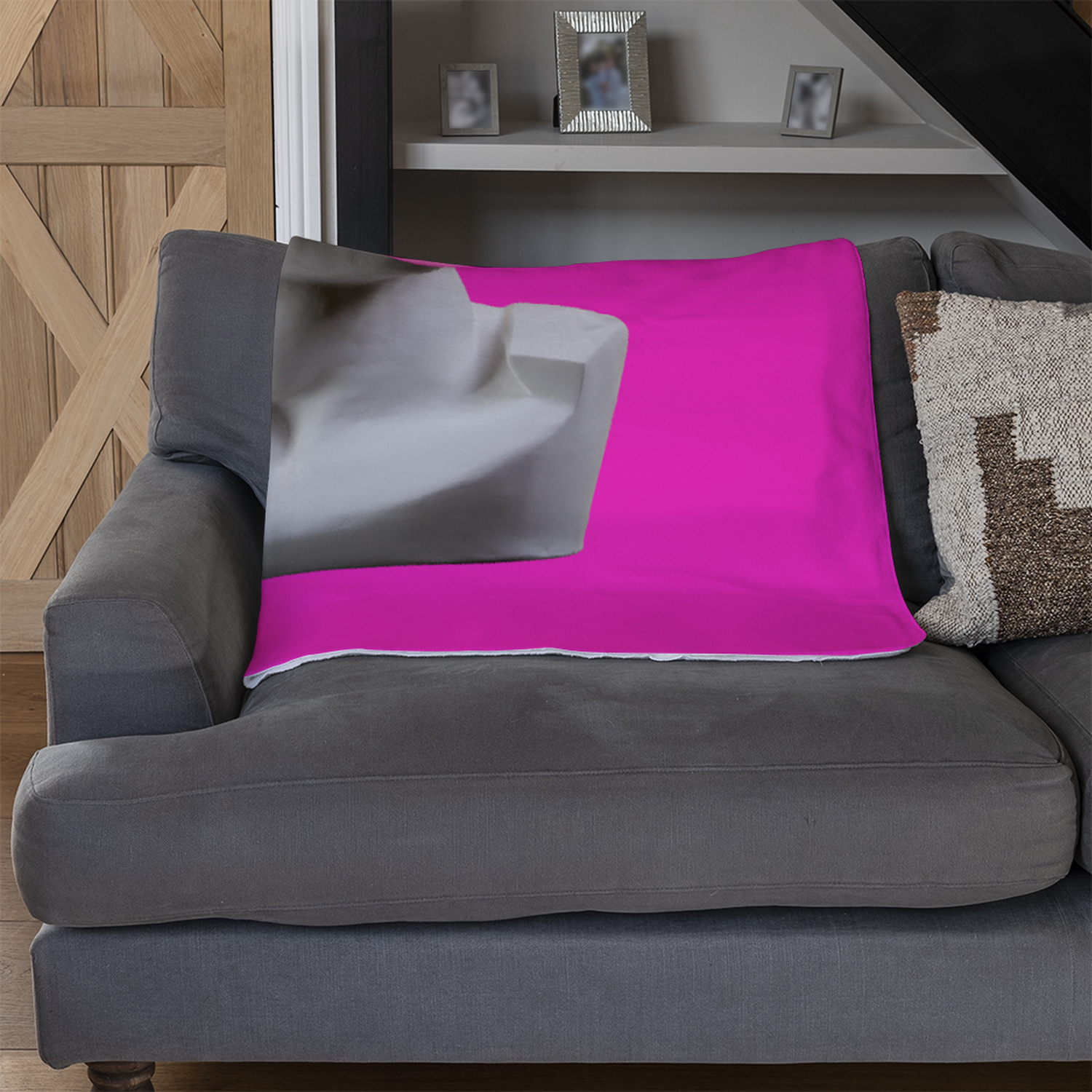 Plaster Statue David S Head In Pixel Glasses Blanket - Pink