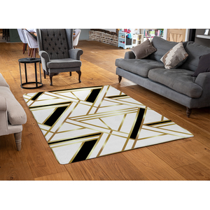 Golden Art Deco Designer Rug