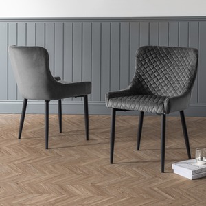Set Of 2 Luxe Velvet Dining Chairs - Grey