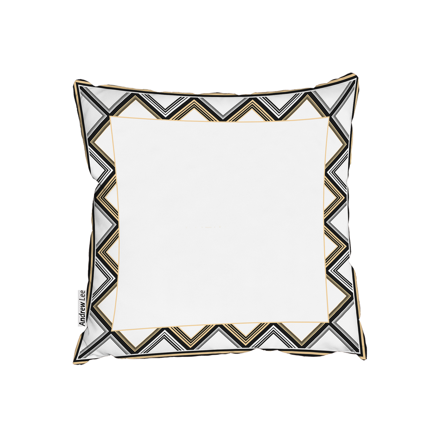 Art Deco Patterned Border Cushion - White / 60cm