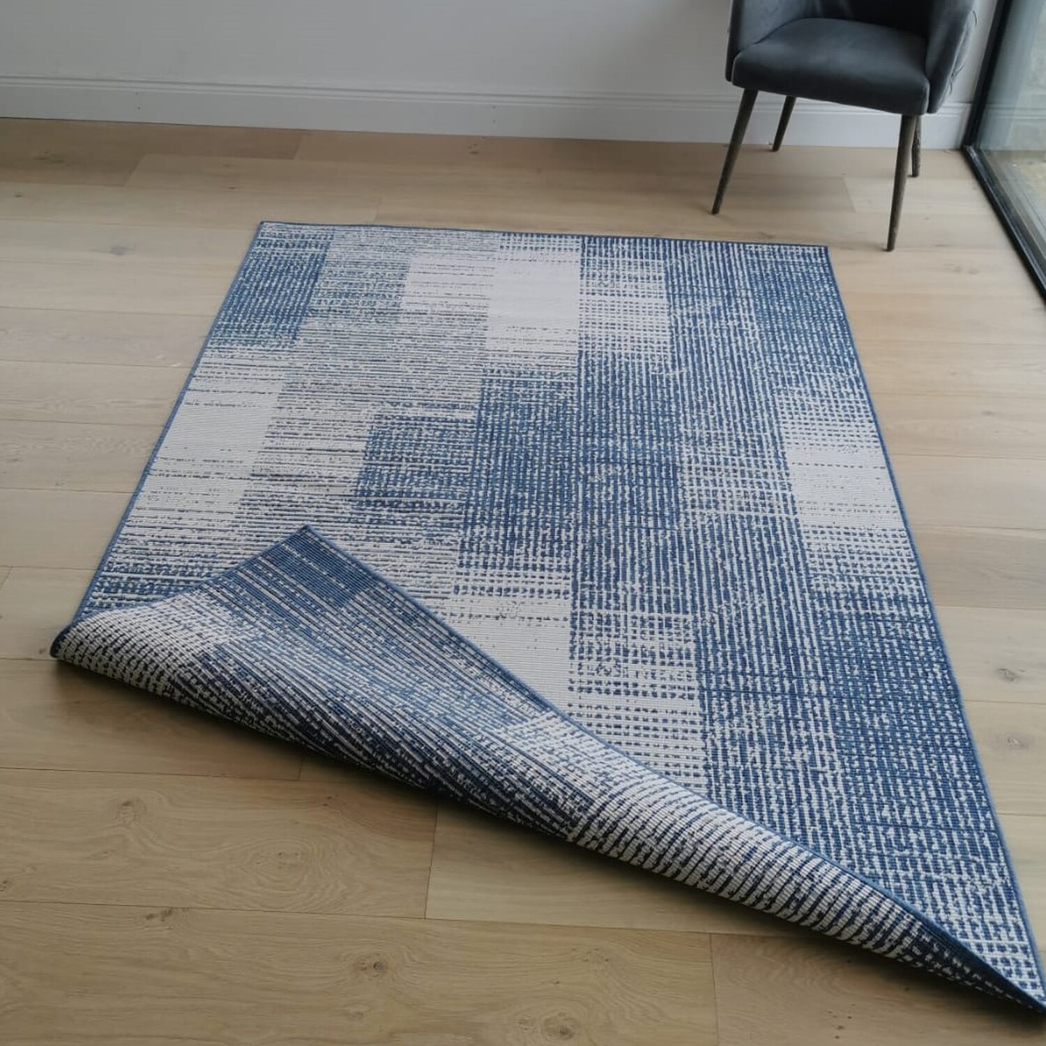 The Rug Wholesaler - Light Blue Geometric Reversible Outdoor Rug - Capri - Blue / 200cm thumbnail