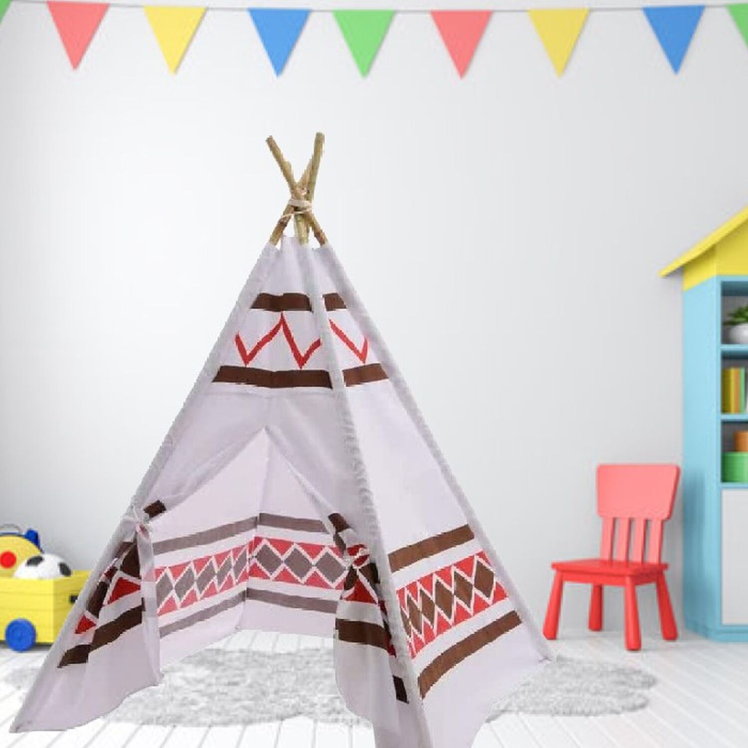 Image of Aztec Teepee Play Tent - White