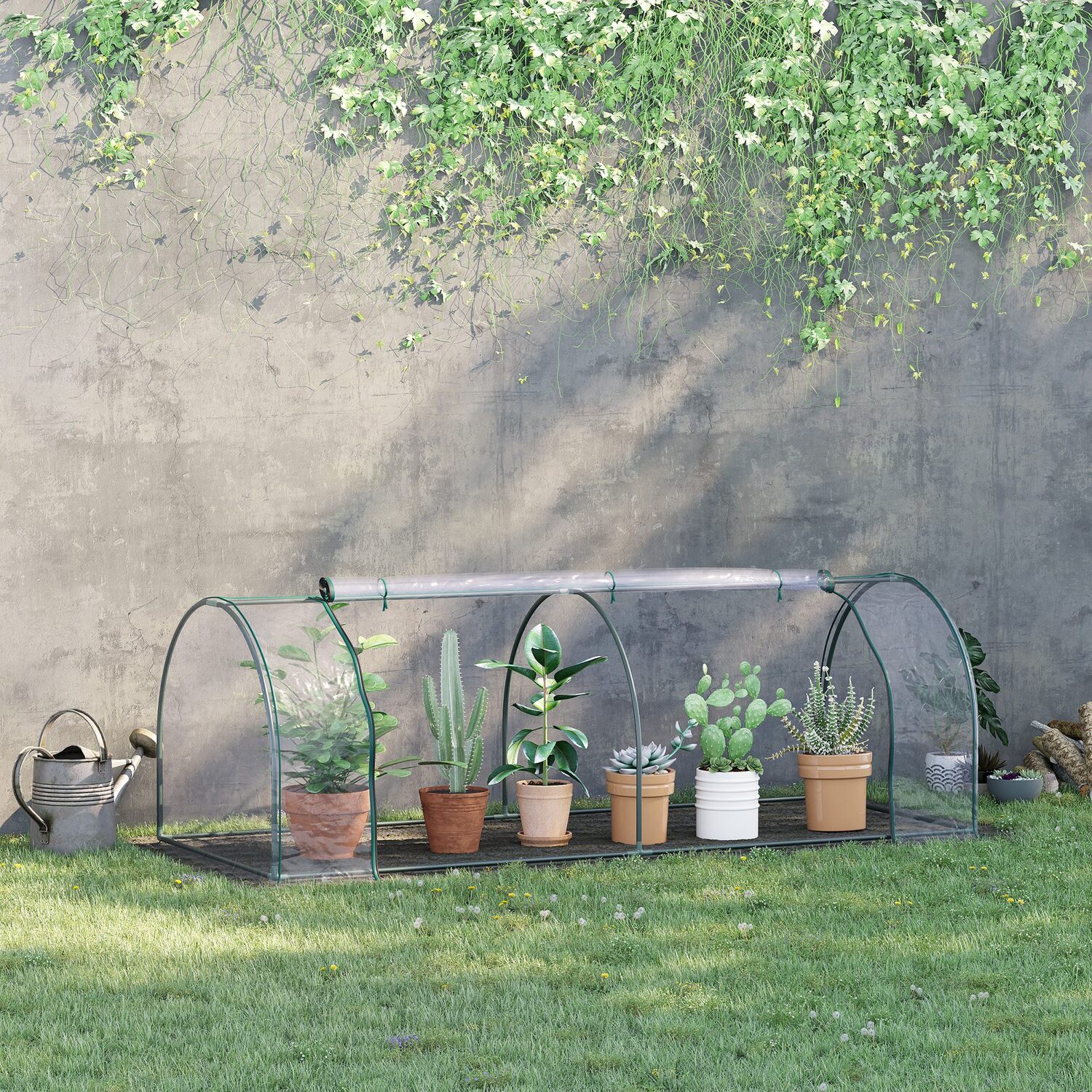 Outsunny Tunnel Steel Frame Greenhouse - Transparent