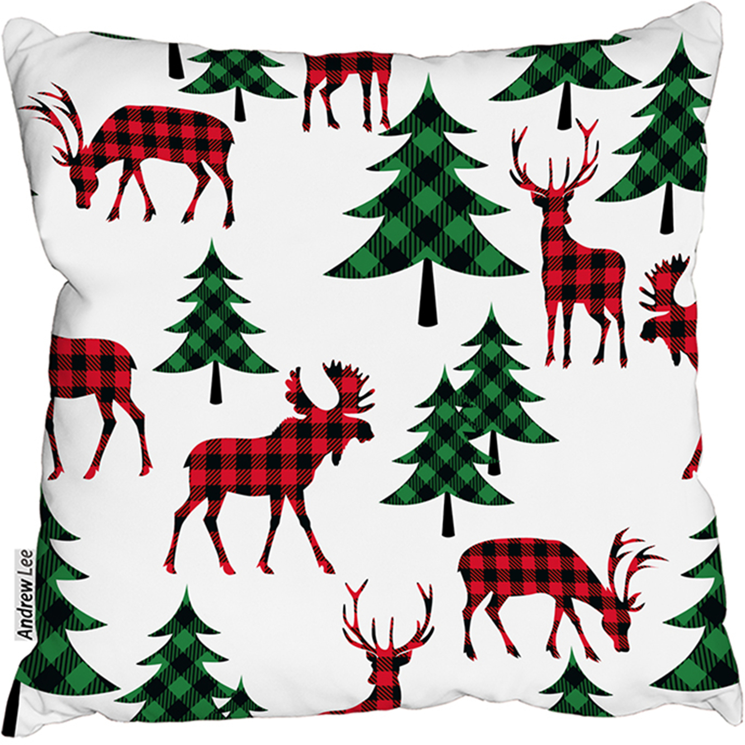 Buffalo Plaid Woodland Outdoor Comfy Cushion - Red / 60cm