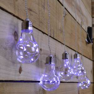 Set of 5 Battery Operated Light up Edison Style Bulbs with Cool White LEDs