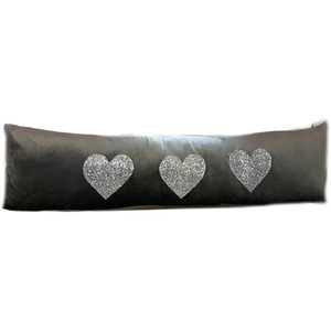 Plush Grey Love Heart Glitter Draught Excluder
