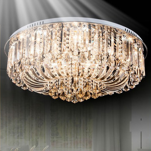 Genuine K9 Crystal Flush Ceiling Light Round Chandelier 3 Colours