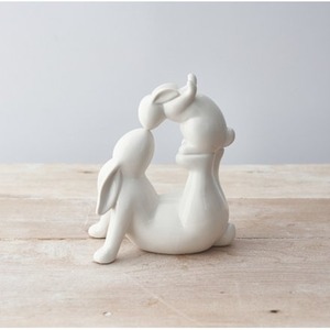 Kissing Bunnies Ceramic Ornament