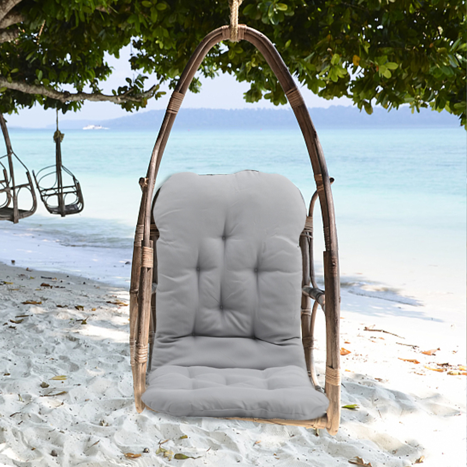 All Weather Chair Cushion Recliner Mat Deckchair Thick Pad Rainproof - Light Grey
