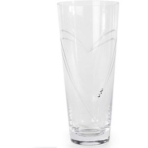 Etched Heart Detail Crystal Glass Vase