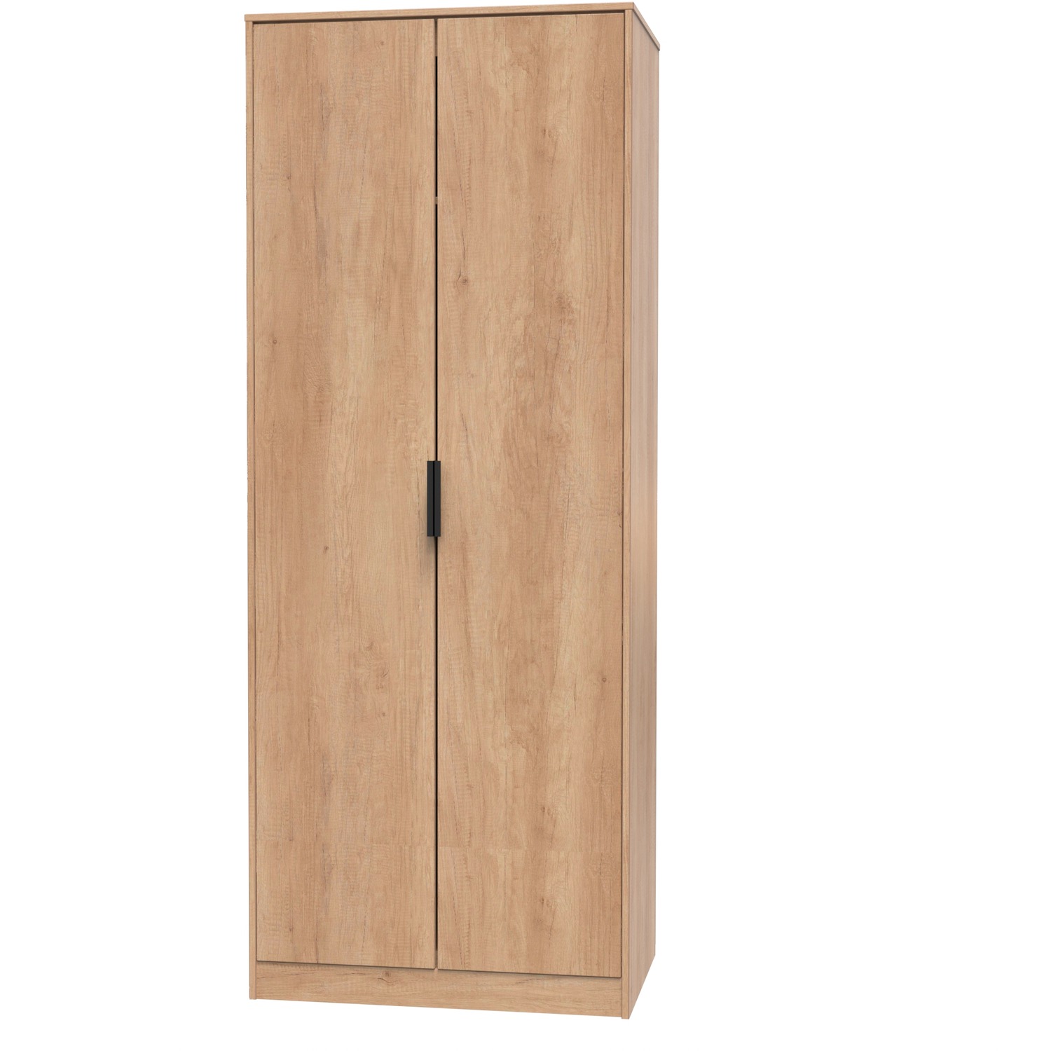 Hong Kong Ready Assembled Black Legs Tall Plain Wardrobe - Nebraska Oak