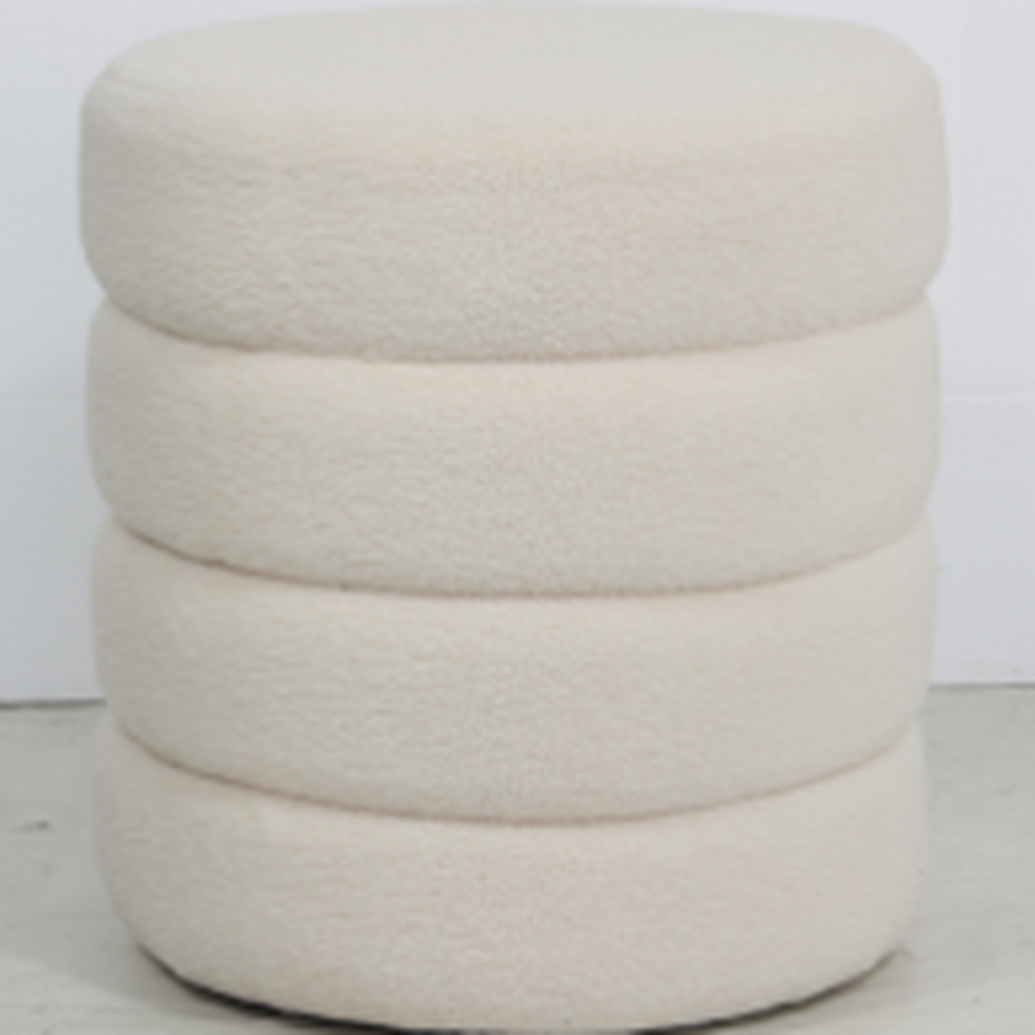 Round Upholstered Footstool Dressing Table Chairs - White