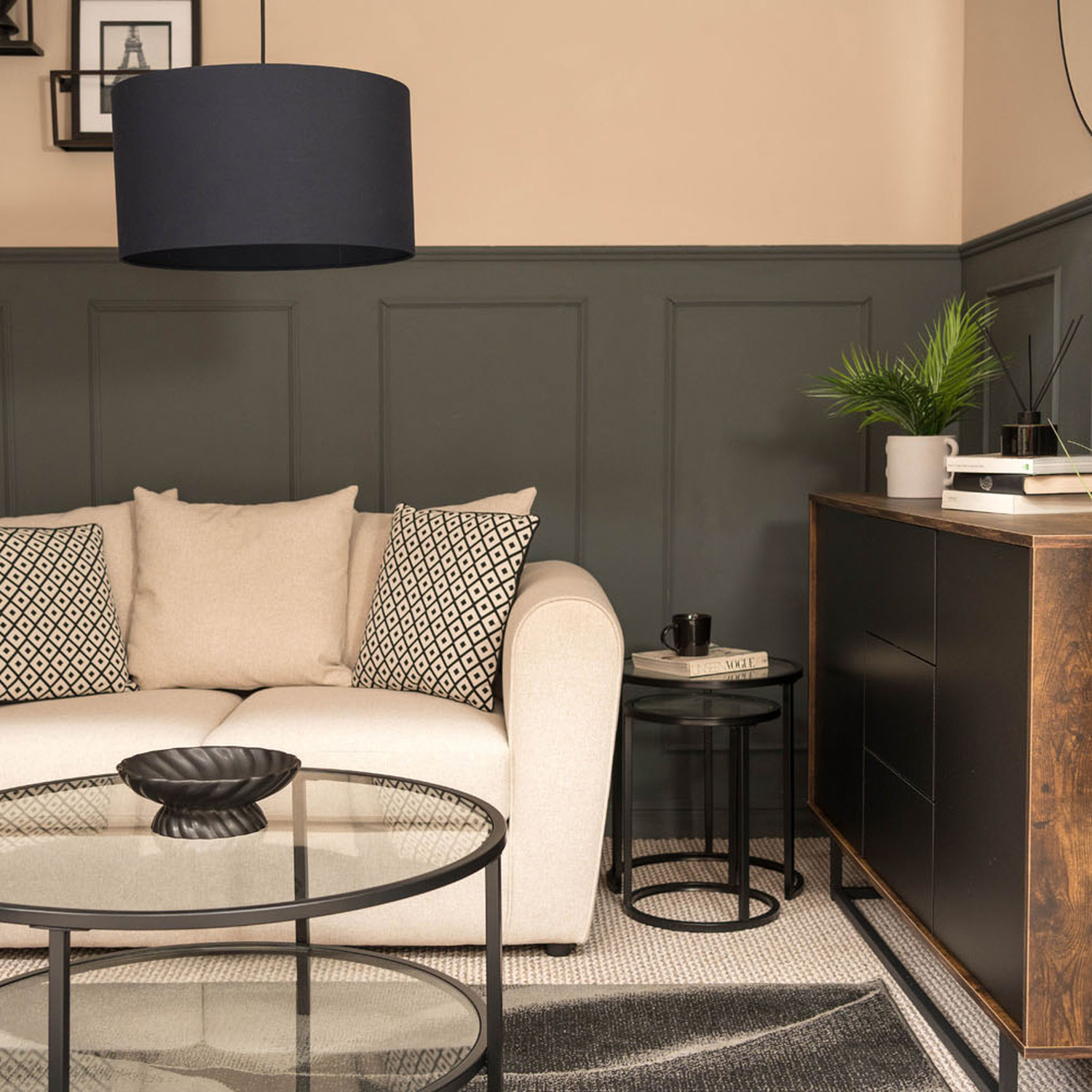 Image of Reni Large Fabric Pendant Drum Lampshade&hellip;