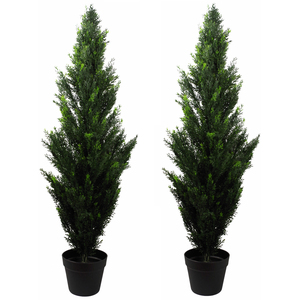 Pair of Artificial Cedar Cypress Topiary UV Resistant
