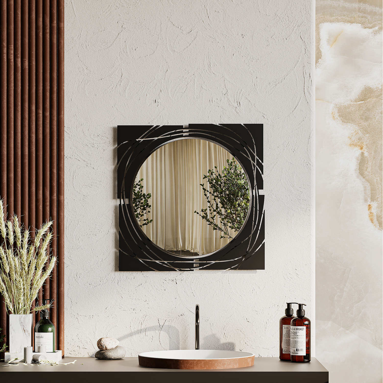 Image of Hulla Modern Design Mirror - Textured&hellip;