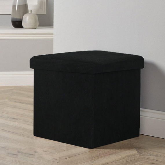 Home Source Square Corduroy Folding Ottoman 