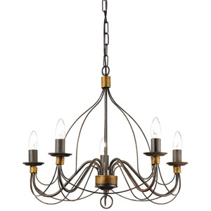 Corte  5 Light Chandelier Rust Brown Finish, E14